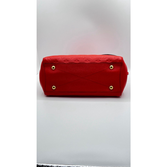 Louis Vuitton Red Montaigne Monogram MM Leather Tote Bag - Picture 9 of 12